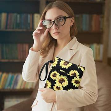 DSIUE Book Sleeve Book Covers Book Protector with Zipper Washable Fabric for Teen Adult Book Lover T...