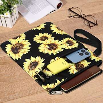 DSIUE Book Sleeve Book Covers Book Protector with Zipper Washable Fabric for Teen Adult Book Lover Teacher Student,11.4 X 9 Inch (Sunflower)
