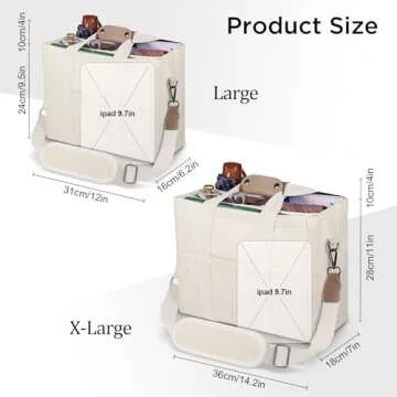 JIECH Multi-Pocket Canvas Tote Bag for Everyday Use