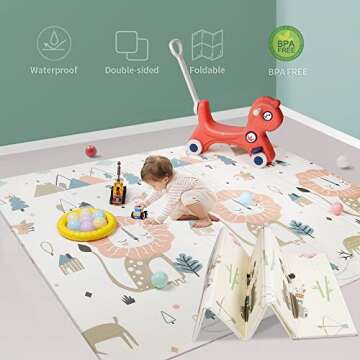 Baby Playmat for Crawling,0.6in Thick Extra Large Foldable Play Mat for Baby, Waterproof Non Toxic A...
