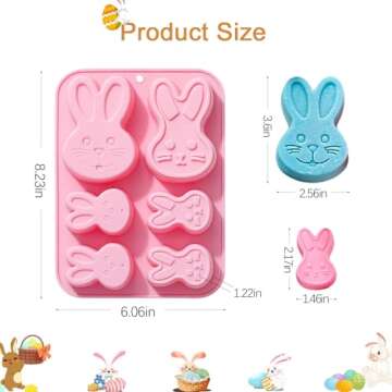 3D Easter Bunny Silicone Mold for Chocolate 2 Pack Large Easter Bunny Molds for Baking Jello Candy M...