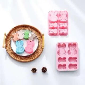 3D Easter Bunny Silicone Mold for Chocolate 2 Pack Large Easter Bunny Molds for Baking Jello Candy Molds Easter Soap Molds for Hot Chocolate Bombs Ice Cube Candle Cupcake Decorations (large bunny)