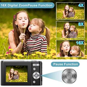 Digital Baby Camera for Kids Teens Boys Girls Adults,1080P 48MP Kids Camera with 32GB SD Card,2.4 Inch Kids Digital Camera with 16X Digital Zoom, Compact Mini Camera (Black)