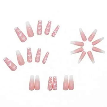 YOSOMK 24PCS Pink Glossy Coffin Press On Nails