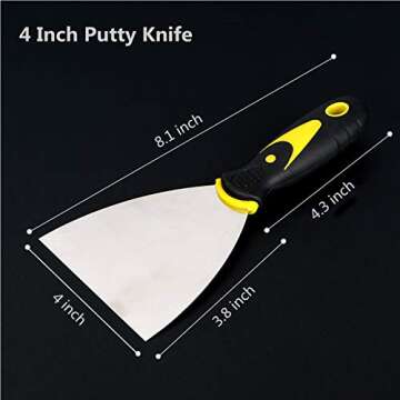 SXBBSMC Putty Knife, Spackle Knives, 2 Piece Metal Steel Drywall Tools with Soft Rubber Handle Scrap...