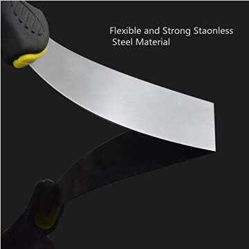 SXBBSMC Putty Knife, Spackle Knives, 2 Piece Metal Steel Drywall Tools with Soft Rubber Handle Scraper Trowel, Used for Drywall, Paint, Wallpaper, Wall Putty Remover Tool Set(2inch, 4inch Wide)