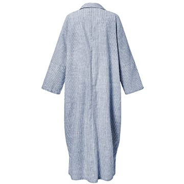 utcoco Striped Long Sleeve Cotton Maxi Dress for Women