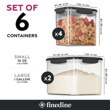 FineDine Airtight Food Storage Container Sets for Kitchen Pantry Organization and Storage - 12-Piece...