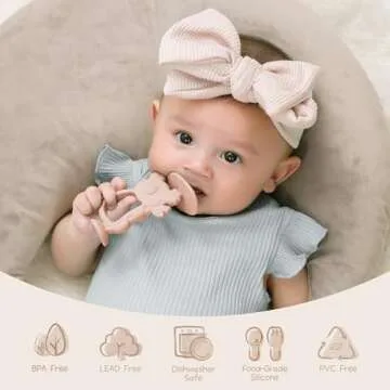 Moonkie Teething Toy, Safe & Easy to Hold BPA Free Silicone Teethers, 360° Baby Toothbrush with Suction Base, Teether Toys Best for Babies 6-12 Months (Koala Blush)