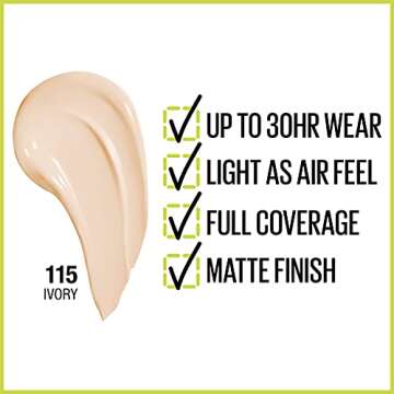 Maybelline Super Stay Full Coverage Liquid Foundation Active Wear Makeup, Up to 30Hr Wear, Transfer,...