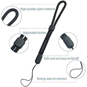 yuntop 5PCS Wrist lanyard, 8.8 inch Hand Wrist Strap Lanyard, Adjustable Nylon Wristlet Straps for Cell Phone, Camera, GoPro, PSP, USB Flash Drives, Flashlight (Black)