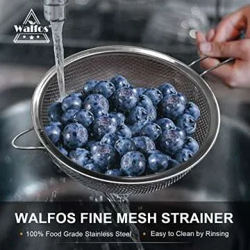 Walfos 3-Piece Fine Mesh Strainer Set for All Cooking Needs