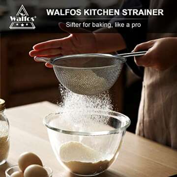 Walfos 3-Piece Fine Mesh Strainer Set for All Cooking Needs