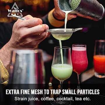 Walfos 3-Piece Fine Mesh Strainer Set for All Cooking Needs