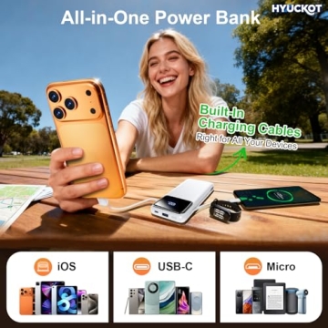 Portable Charger with Built-In Cables for Fast Charging