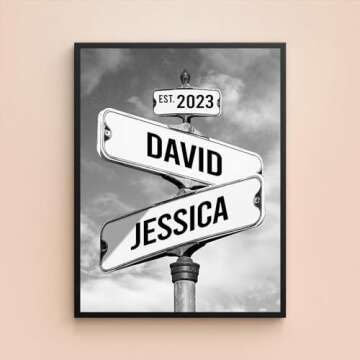 Personalized Canvas Vintage Street Sign For Couples, Crossroads Street Sign Best Gift For Сouple, C...