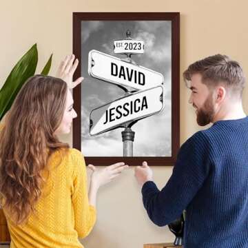 Personalized Canvas Vintage Street Sign For Couples, Crossroads Street Sign Best Gift For Сouple, Custom Name And Date Vintage Street Sign Canvas Poster Print, Wedding Street Art Canvas Or Poster #1