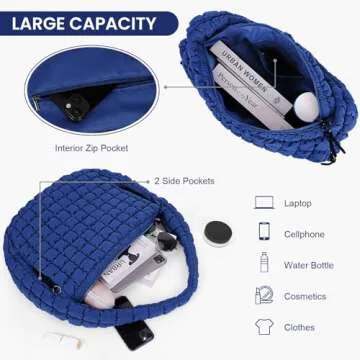 Juoxeepy Large Quilted Tote Bag - Stylish & Lightweight Carryall