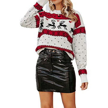 BerryGo Women’s Christmas Knitted Pullover Ugly Holiday Reindeer Sweater - Festive & Comfortable