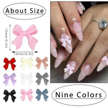 RODAKY 200PCS 3D Bow Nail Charms - Colorful Nail Art