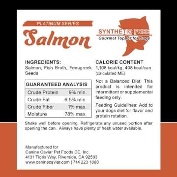 Canine Caviar - Salmon Canned Wet Dog Food, Single Protein Formula, Alkaline Food Topper, Limited In...