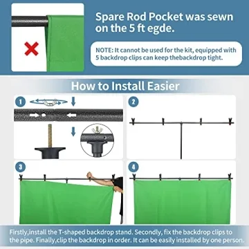 Blue Green Screen Backdrop Kit for Streaming and Photography