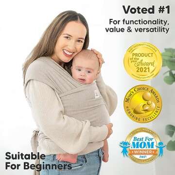 KeaBabies Baby Wraps Carrier - All in 1 Original Baby Sling Carrier, Easy to Wear, Hands Free Baby Carrier Newborn to Toddler, Breathable, Lightweight Infant Baby Carrier Wrap (Stone Gray)