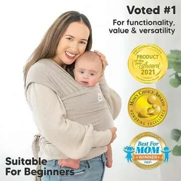 KeaBabies Baby Wraps Carrier - All in 1 Original Baby Sling Carrier, Easy to Wear, Hands Free Baby Carrier Newborn to Toddler, Breathable, Lightweight Infant Baby Carrier Wrap (Stone Gray)