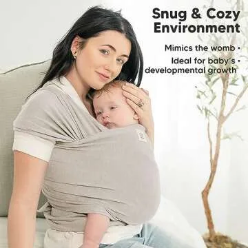 KeaBabies Baby Wraps Carrier - All in 1 Original Baby Sling Carrier, Easy to Wear, Hands Free Baby Carrier Newborn to Toddler, Breathable, Lightweight Infant Baby Carrier Wrap (Stone Gray)