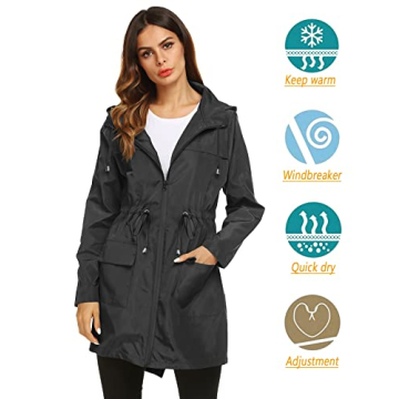 LOMON Women's Lightweight Waterproof Rain Jacket Active Outdoor