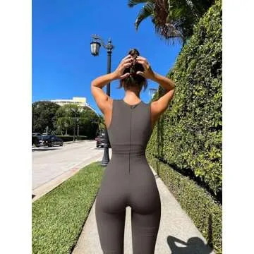 OQQ Yogawear Ribbed Jumpsuit for Stylish Comfort