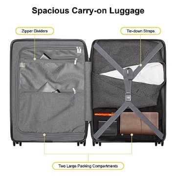 LEVEL8 Lightweight Hard Shell Carry On Luggage with Wheels