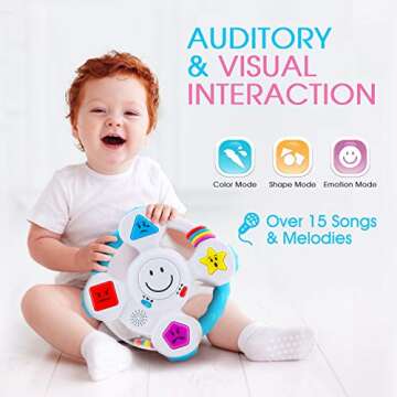 BEST LEARNING My Spin & Learn Steering Wheel - Interactive Educational Toys for 6 to 36 Months Old Babies & Toddlers - Learn Colors, Shapes, Feelings & Music - Birthday Gifts for Children
