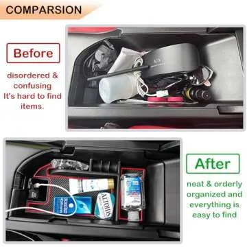 TACORBO Center Console Organizer Compatible with Toyota Camry XLE/XSE 2018-2024 and Camry LE/SE 2020-2024 Accessories, Hybrid Armrest Insert Tray, (not for 9th), Red Trim