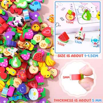 Xinnun 1800 Pcs Mini Erasers - Cute School & Party Favors