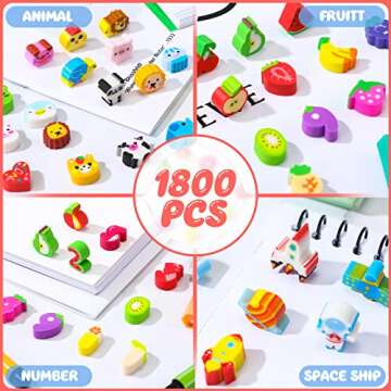 Xinnun 1800 Pcs Mini Erasers for Kids | Fun Gift Ideas