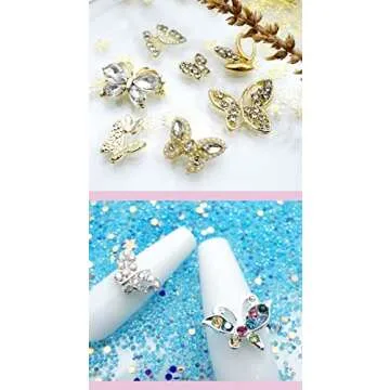 3D Butterfly Nail Rhinestones 20 Pcs Crystals Diamonds Large Rhinestones Bow Silver Metal Charms Gems Stones for Nail Art Beauty Design Decoration Craft Jewelry DIY