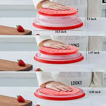 Versatile Microwave Cover & Colander - 10.5" Red
