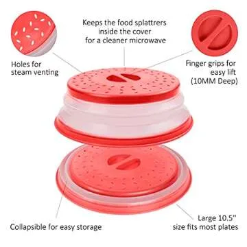 Versatile Microwave Cover & Colander - 10.5" Red