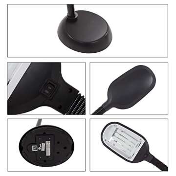 Lavish Home 72-0890 Full Spectrum Natural Sunlight Floor Lamp with Bendable Neck-Reading, Craft, Studying, and Esthetician Light, 62.5", Black