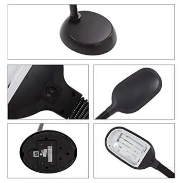 Lavish Home 72-0890 Full Spectrum Natural Sunlight Floor Lamp with Bendable Neck-Reading, Craft, Studying, and Esthetician Light, 62.5", Black