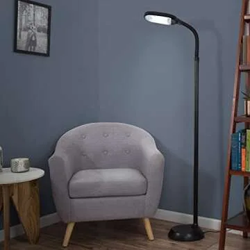 Lavish Home 72-0890 Full Spectrum Natural Sunlight Floor Lamp with Bendable Neck-Reading, Craft, Studying, and Esthetician Light, 62.5", Black
