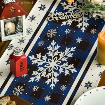 Artoid Mode Blue Christmas Table Runner for Holiday Decor
