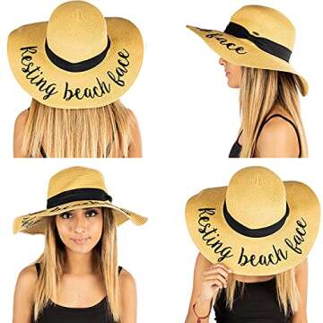 Funky Junque Embroidered Sun Hat - Resting Beach Face