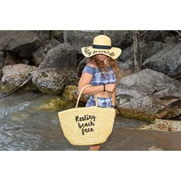 Funky Junque Embroidered Sun Hat - Resting Beach Face