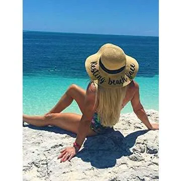 Funky Junque Embroidered Sun Hat - Resting Beach Face
