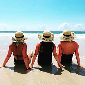 Funky Junque Embroidered Sun Hat - Resting Beach Face