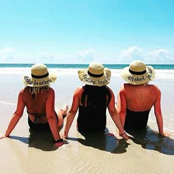 Funky Junque Embroidered Sun Hat - Resting Beach Face