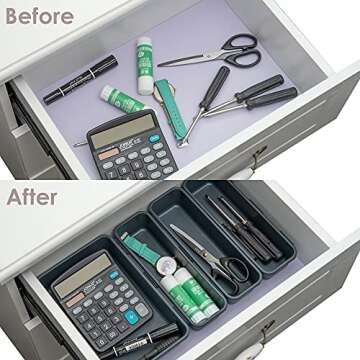 BYCY 32 PCS Desk Drawer Organizer Tool Box Organizer Office Organization, Interlocking Junk Drawer Organizers and Storage with 3 Sizes, Desk Organizers Tray for Office, Bathroom, Kitchen, Makeup