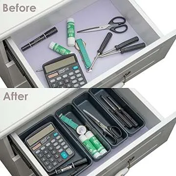 BYCY 32 PCS Desk Drawer Organizer Tool Box Organizer Office Organization, Interlocking Junk Drawer Organizers and Storage with 3 Sizes, Desk Organizers Tray for Office, Bathroom, Kitchen, Makeup